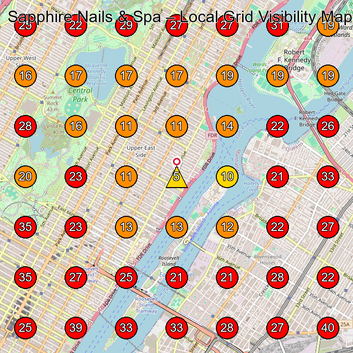 Sapphire Nails & Spa GeoGrid visibility map for Nail Salon in New York